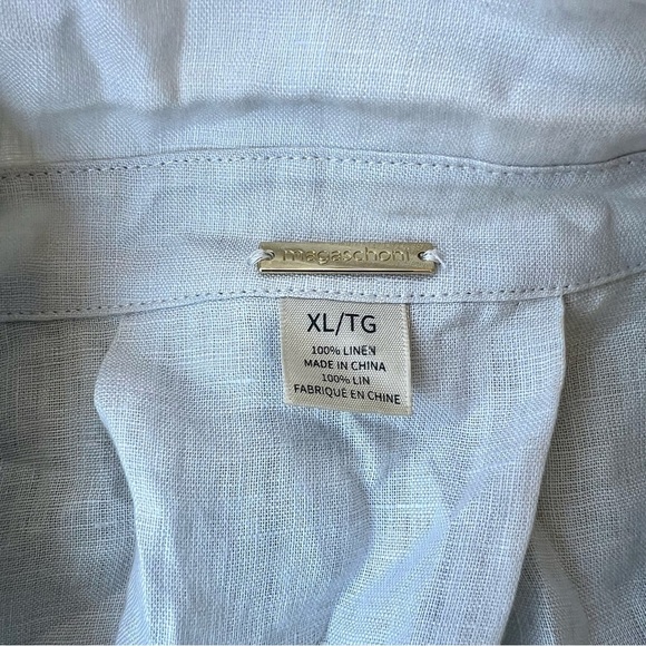 Magaschoni 100% Linen Blouse 3/4 Sleeve V-Neck Button Up Over size loose Size XL - Picture 7 of 8